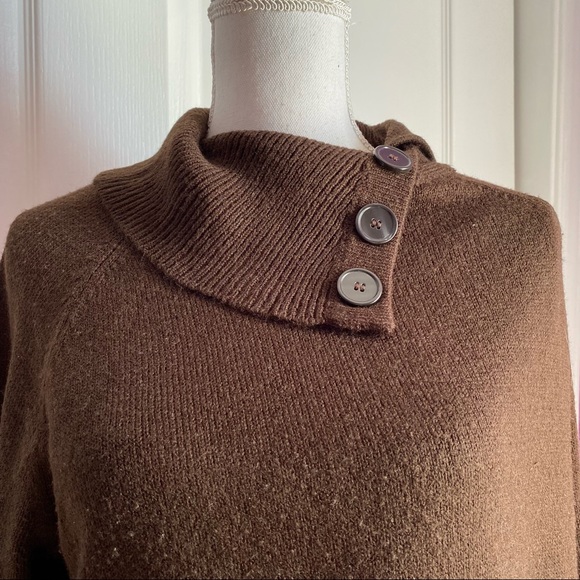 CAROLYN TAYLOR BROWN COWL SWEATER L - Picture 4 of 7